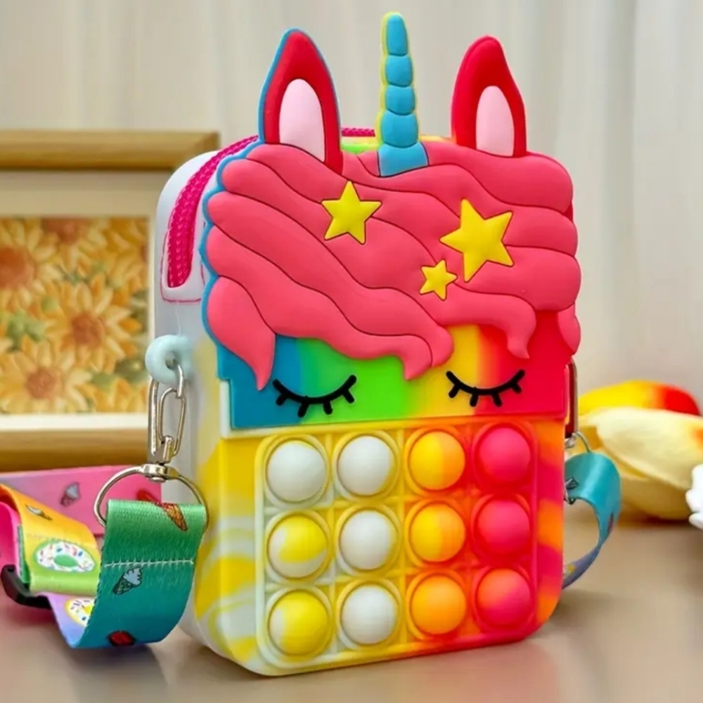 Unicorn Pop It Fidget Bag Purse for Young Girl